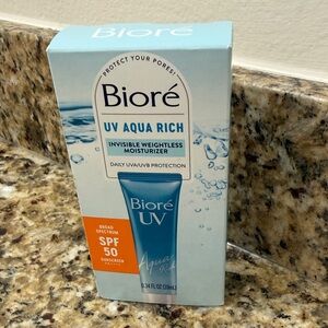 NWT Biore UV Aqua Rich SPF 50 Sunscreen Moisturizer 0.34oz